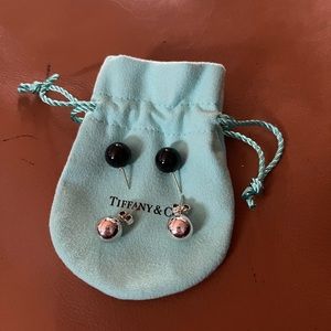 Tiffany black onyx and sterling silver earrings